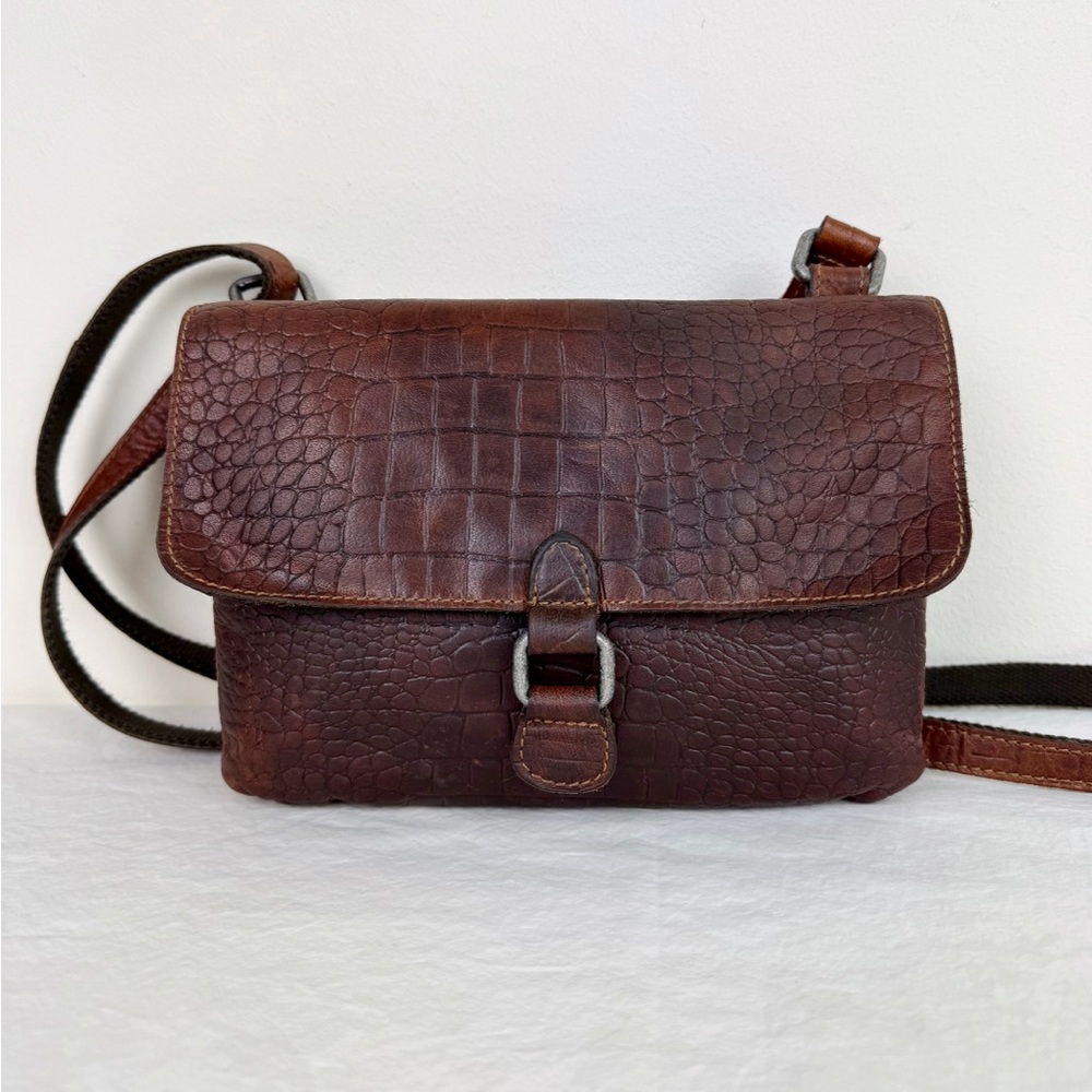 Jack Georges Gator Embossed Voyager Crossbody Bag